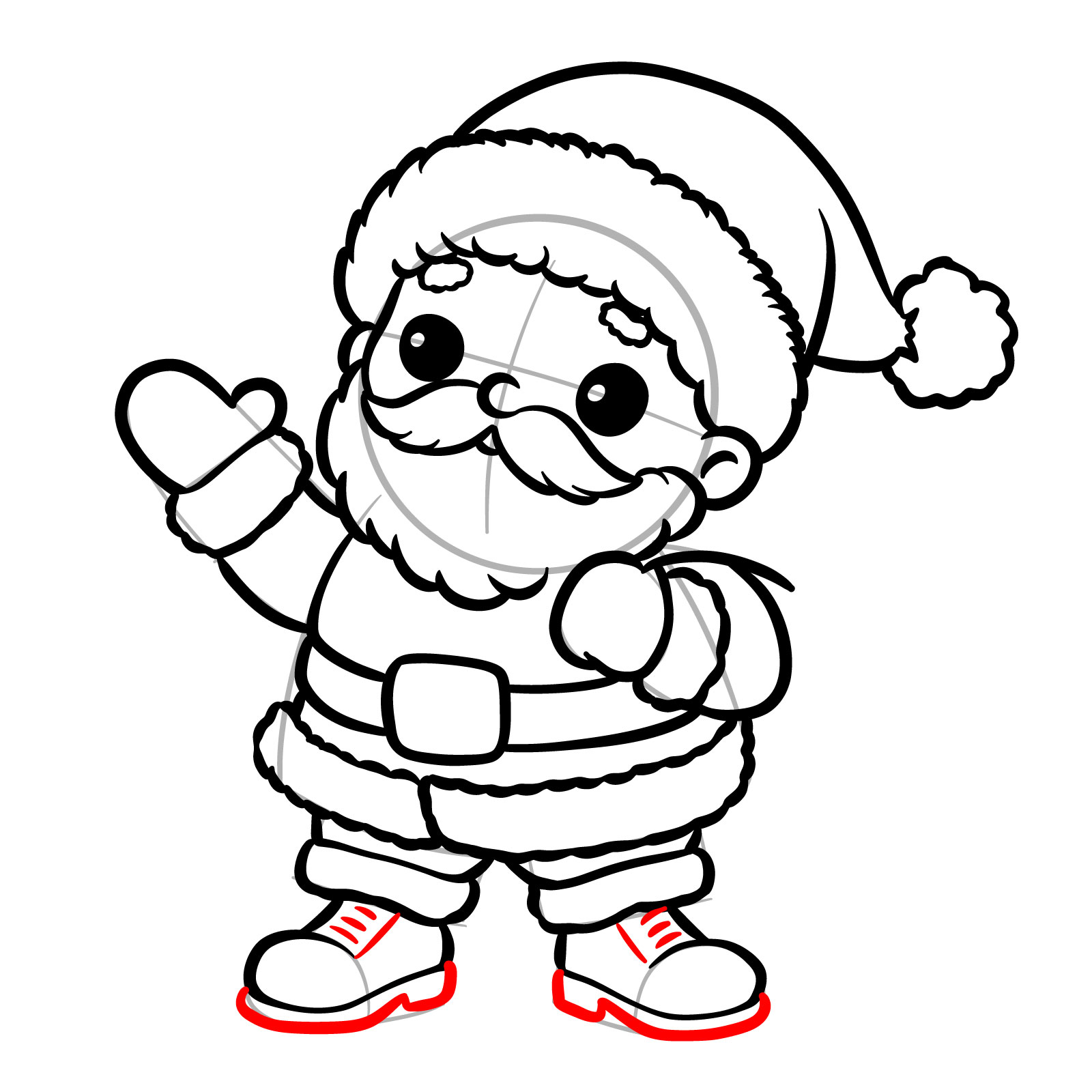 Adding soles and shoelace lines to Santa’s boots - step 17