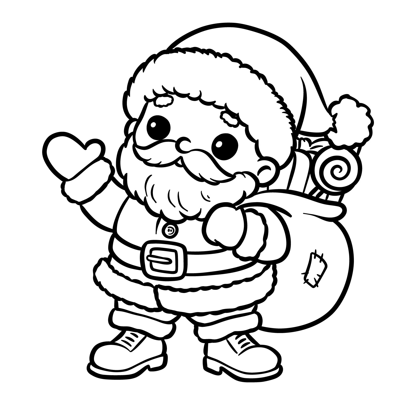 Reviewing and refining the completed Santa Claus drawing sketch - step 21