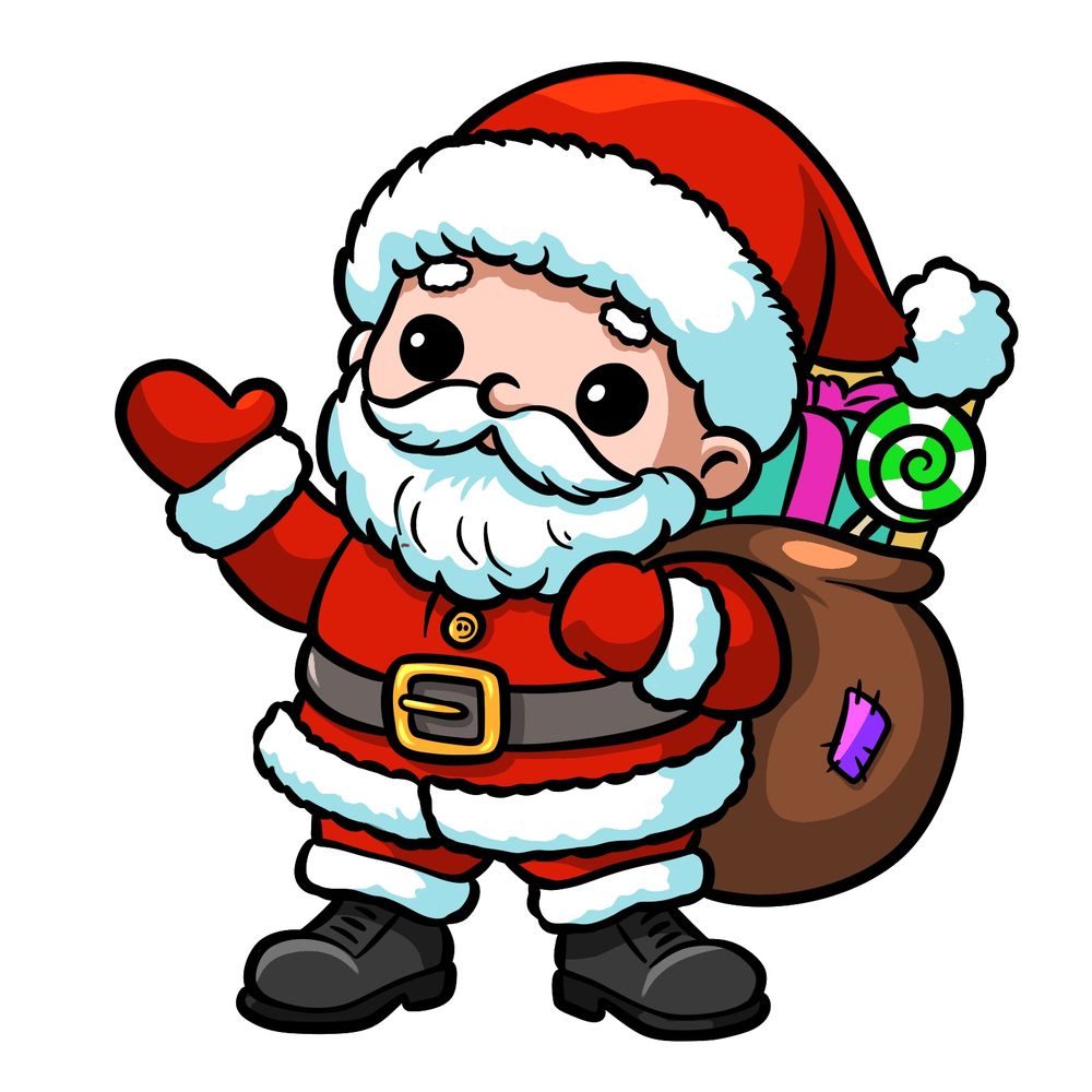 Learn to Draw a Cartoon Santa Claus with Gift Bag – Easy Guide