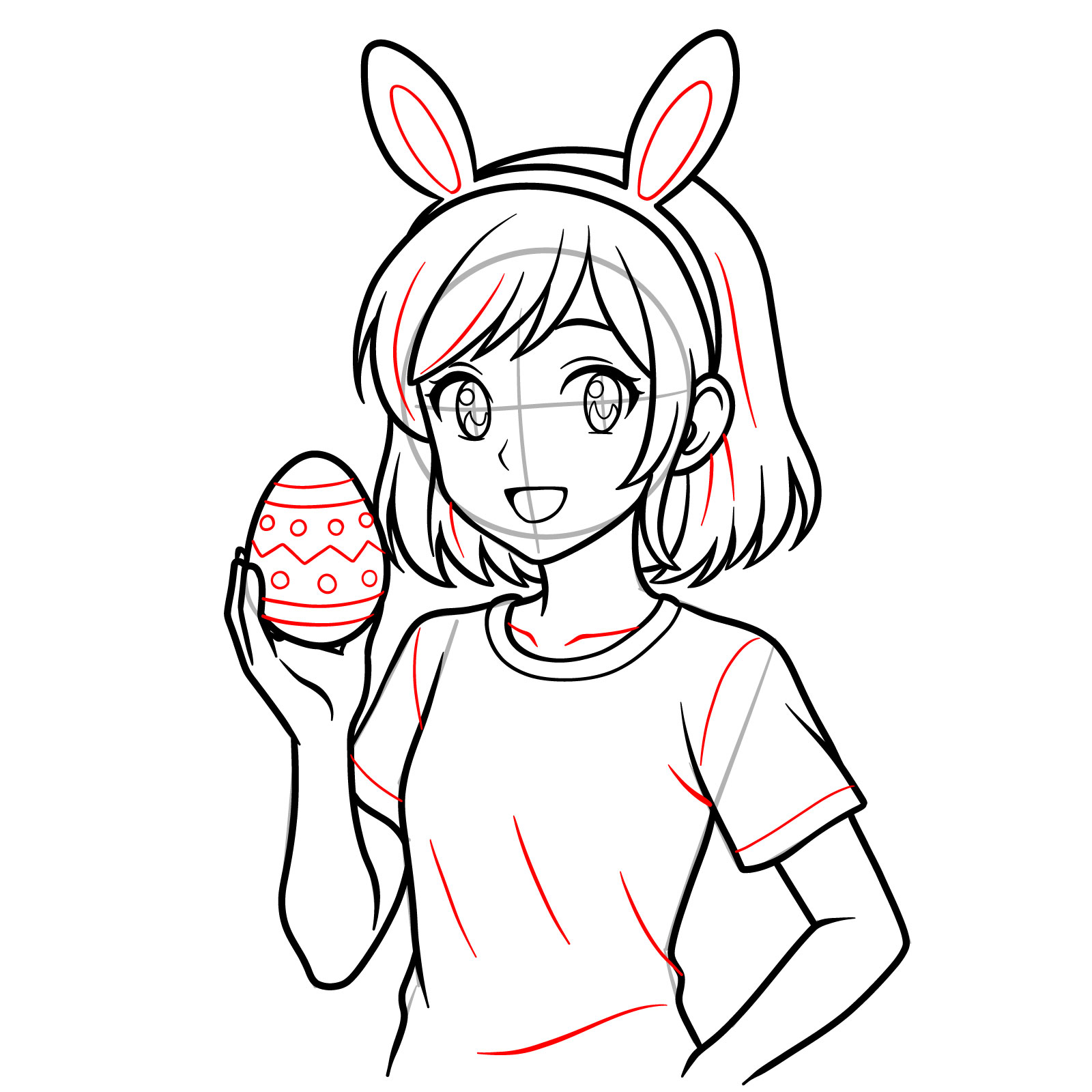 How to Draw an Anime Girl with Easter Bunny Ears - step 18