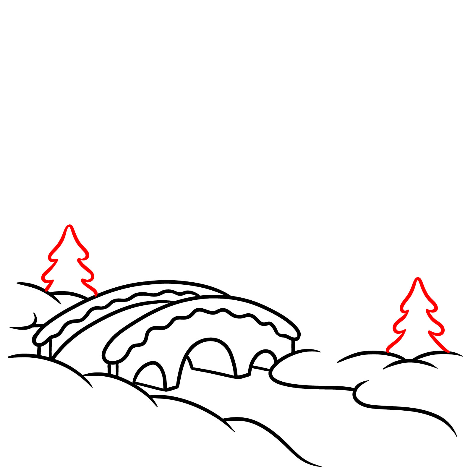 How to Draw a Gingerbread Village - step 06