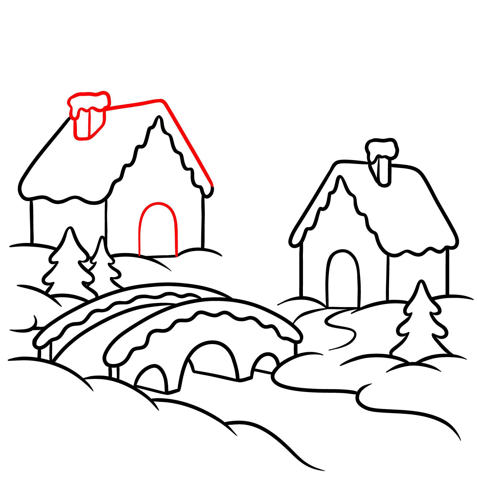 How to Draw a Gingerbread Village - step 11