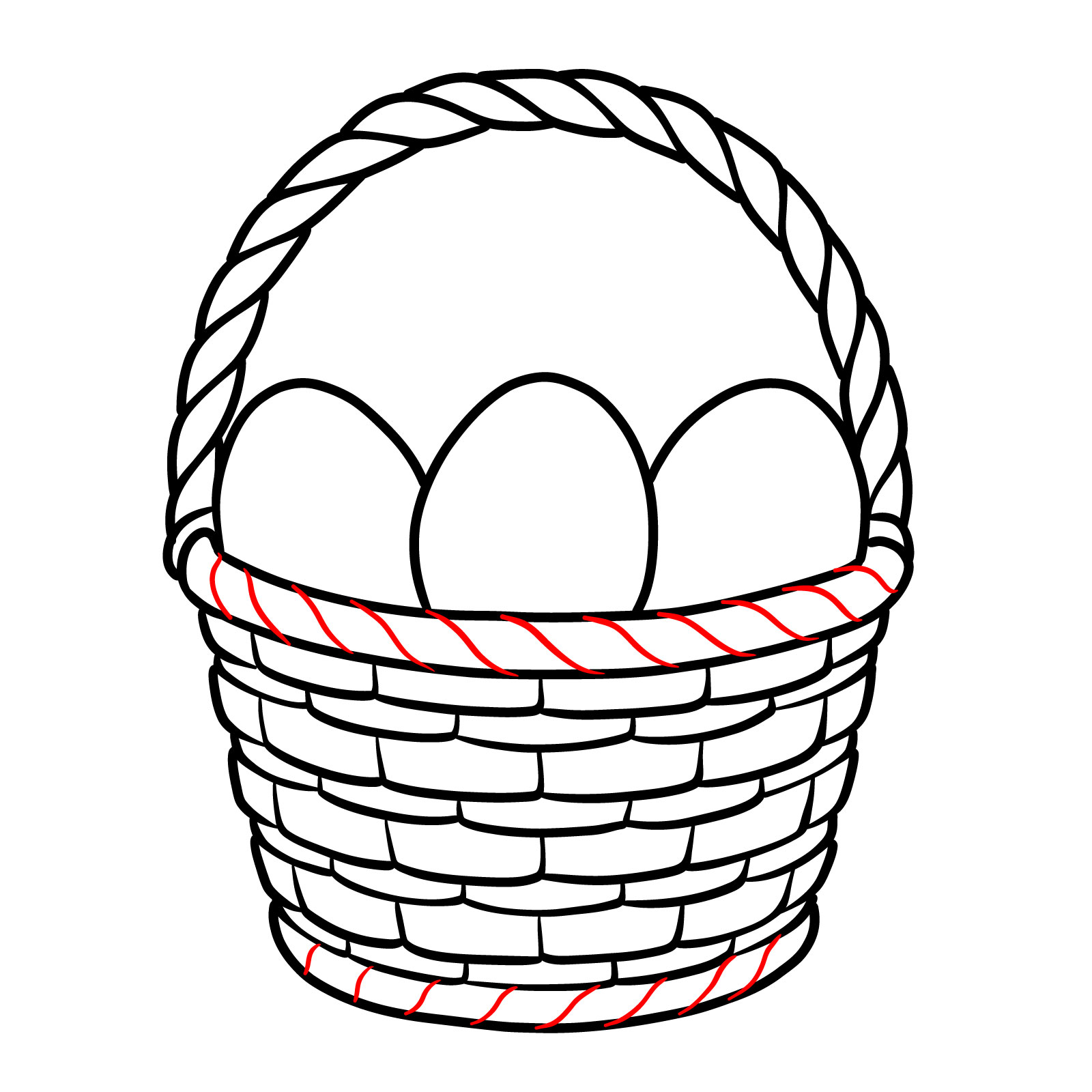 How to Draw an Easter Basket Filled with Eggs - step 12
