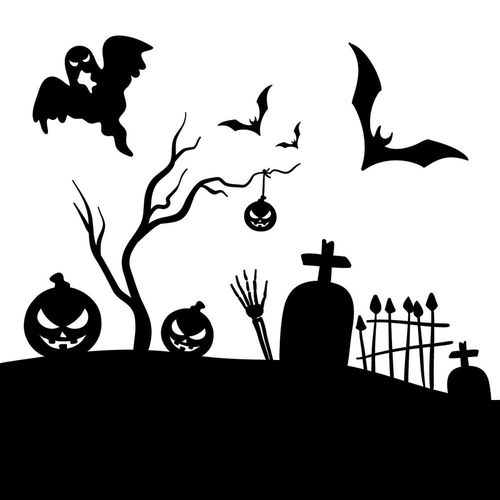 How to draw a Halloween Graveyard Silhouette