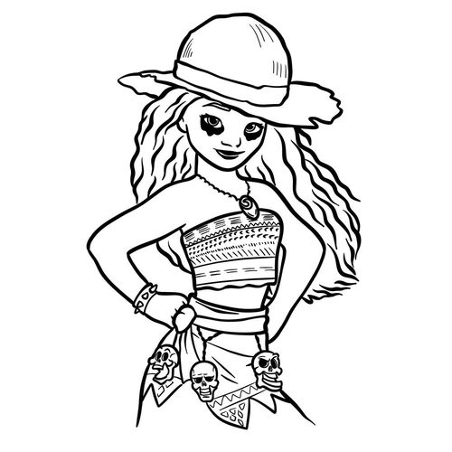 Moana Straw Hat Pirate drawing guide